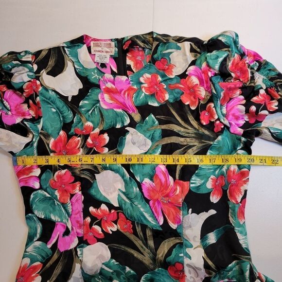 Maggy London by Jeannene Booher 80s Silk Tropical Dress Women's Plus Size 14 - Picture 12 of 14
